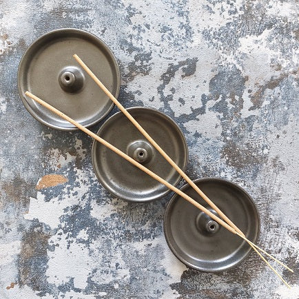 Stoneware Ceramic Round Incense Stick Holder