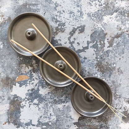 Stoneware Ceramic Round Incense Stick Holder