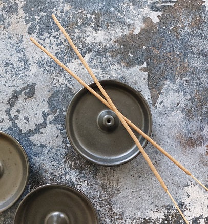 Stoneware Ceramic Round Incense Stick Holder