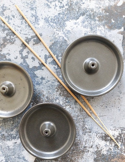 Stoneware Ceramic Round Incense Stick Holder