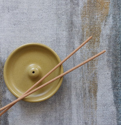Stoneware Ceramic Round Incense Stick Holder