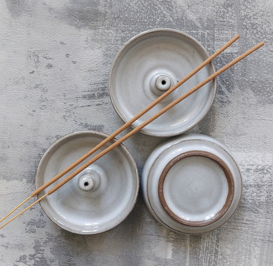Stoneware Ceramic Round Incense Stick Holder
